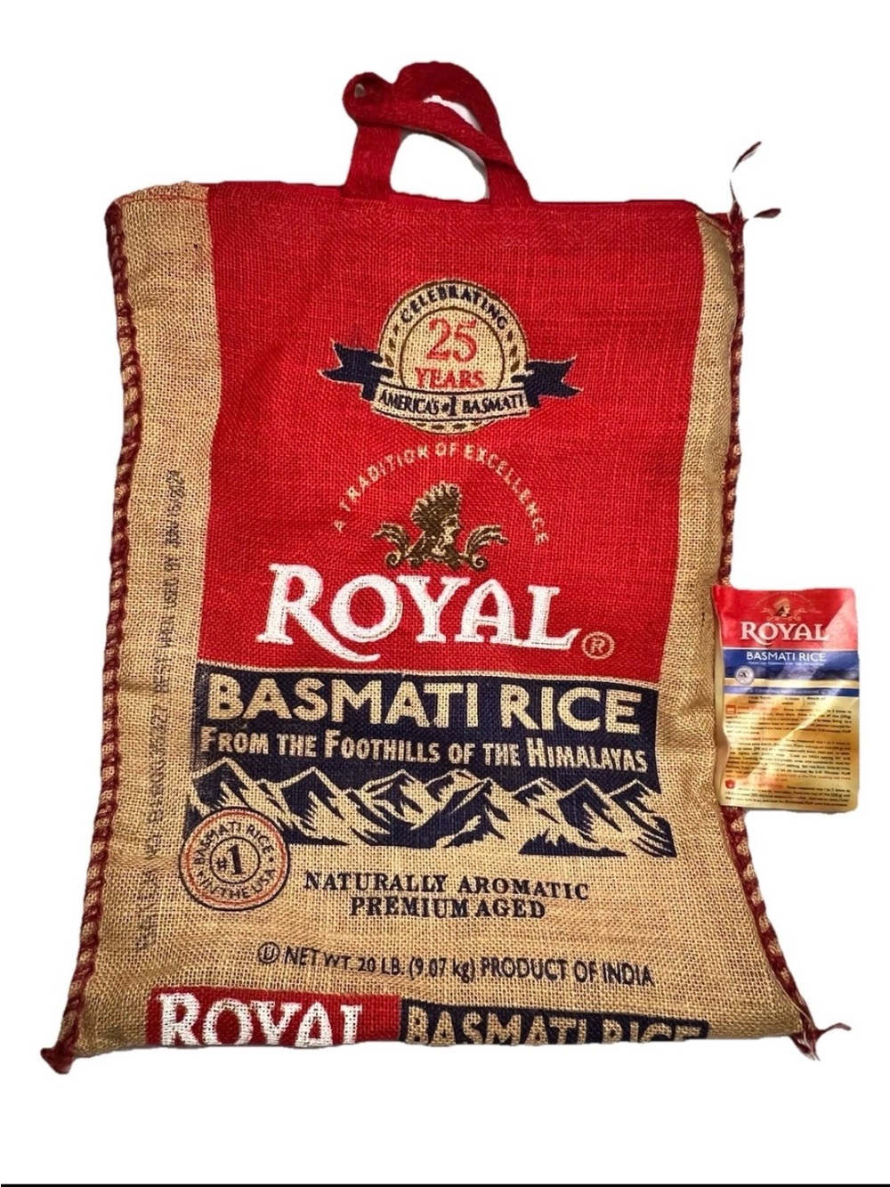 Basmati White Rice Authentic Naturally Long Grain Royal Indian Burlap Empty Bag